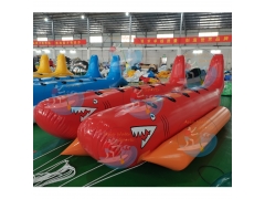 Double Tubes Inflatable Red Shark Ride